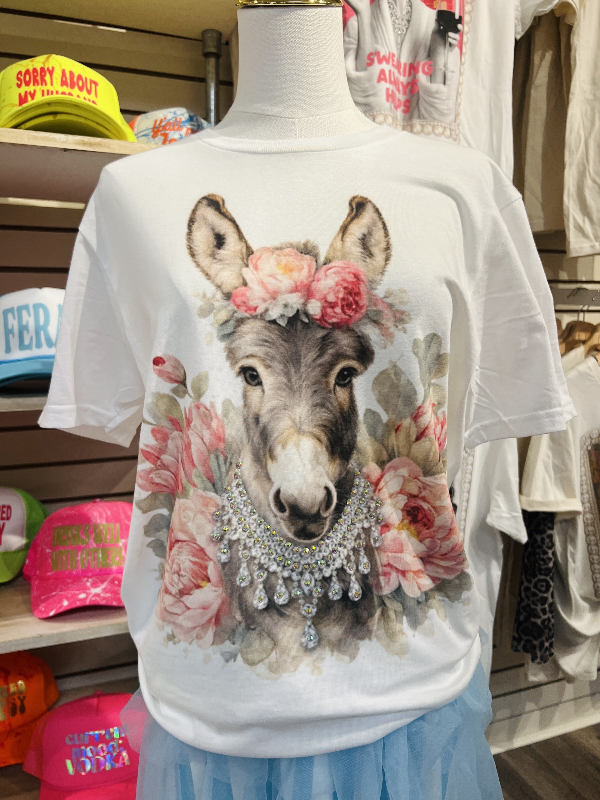 Felecia Bella Tee-Floral Crown Donkey
