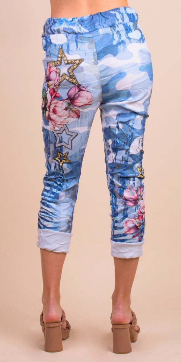 Tie Waist Camo Mutli-Print Pant