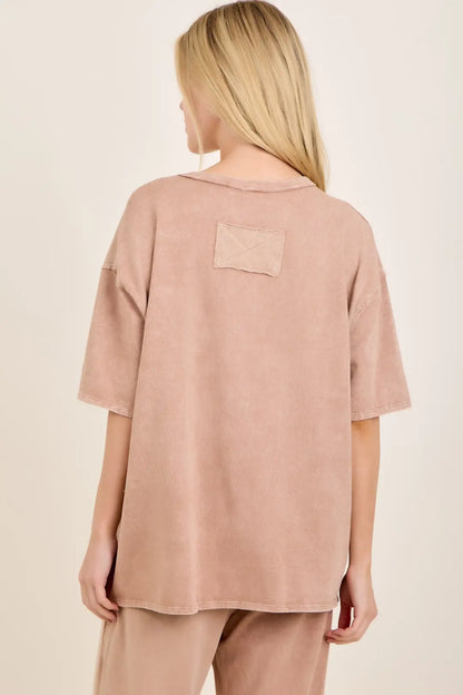 Jher Mineral Washed Rose Graphic Tshirt