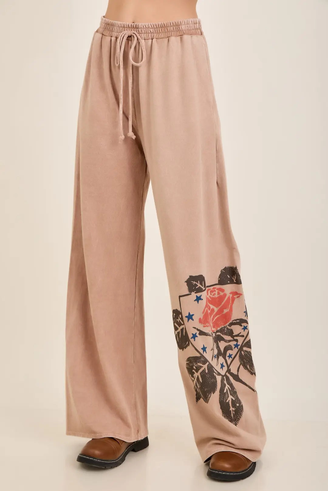 JHer Washed Rose Graphic Pants