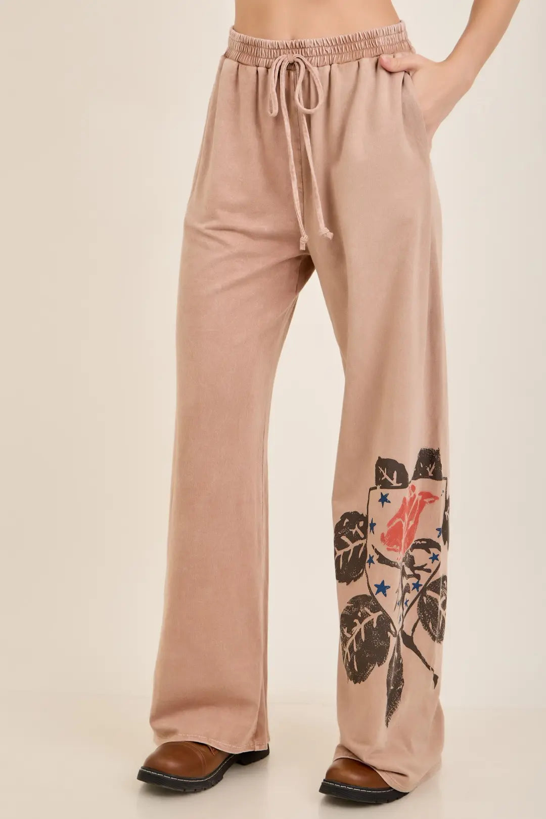 JHer Washed Rose Graphic Pants