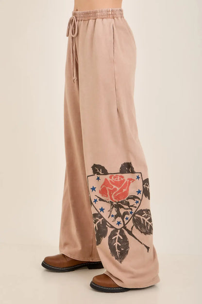 JHer Washed Rose Graphic Pants