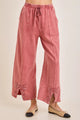 J.HER Mineral Washed Bow Trim Slit Pants - Full View