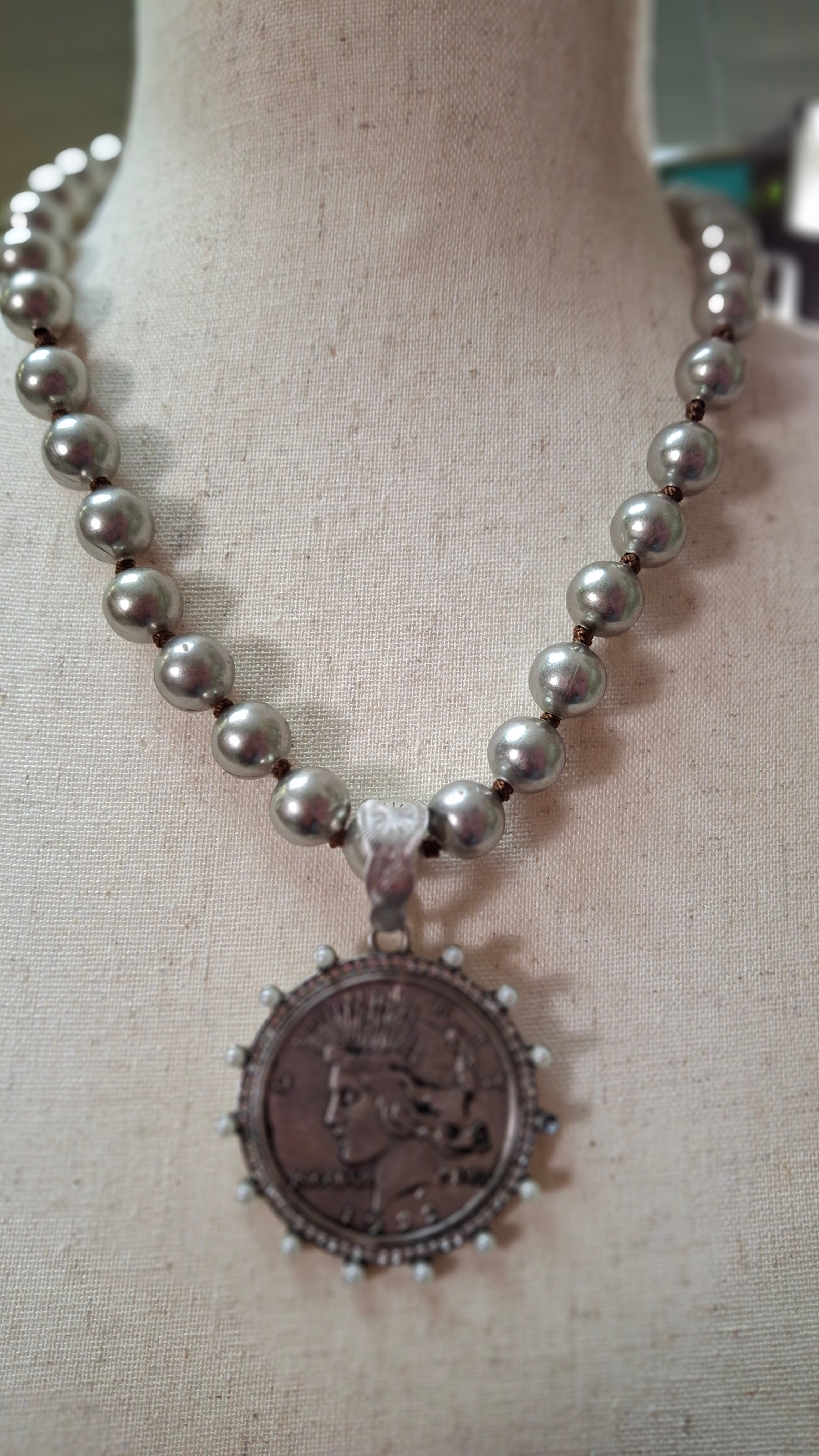 Silver liberty Coin necklace