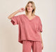J.Her Mineral Washed Bow Trim Slit Blouse Top - full outfit view