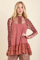 J.HER Mineral Washed Tiered Lace Cami Tank Layering Top