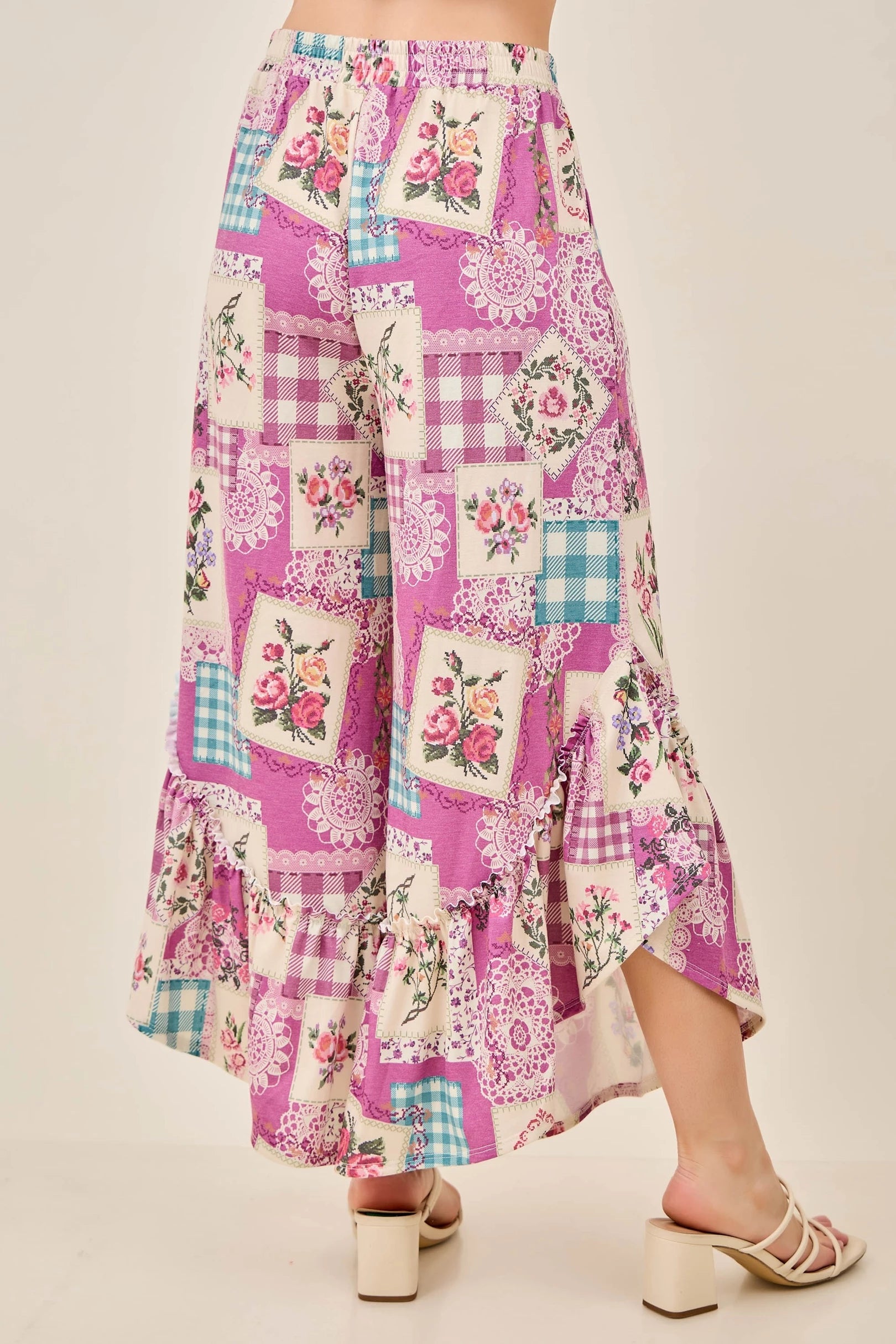J.Her Rosy Nostalgia Ruffle Cropped Pants