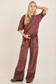 JHer Mineral Washed Contrast Block Terry Top