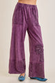 J.Her Mineral Washed Cotton Trim Patched Raw Hem Pants