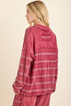 Jher Mineral Washed Textured Knitted V collar Top