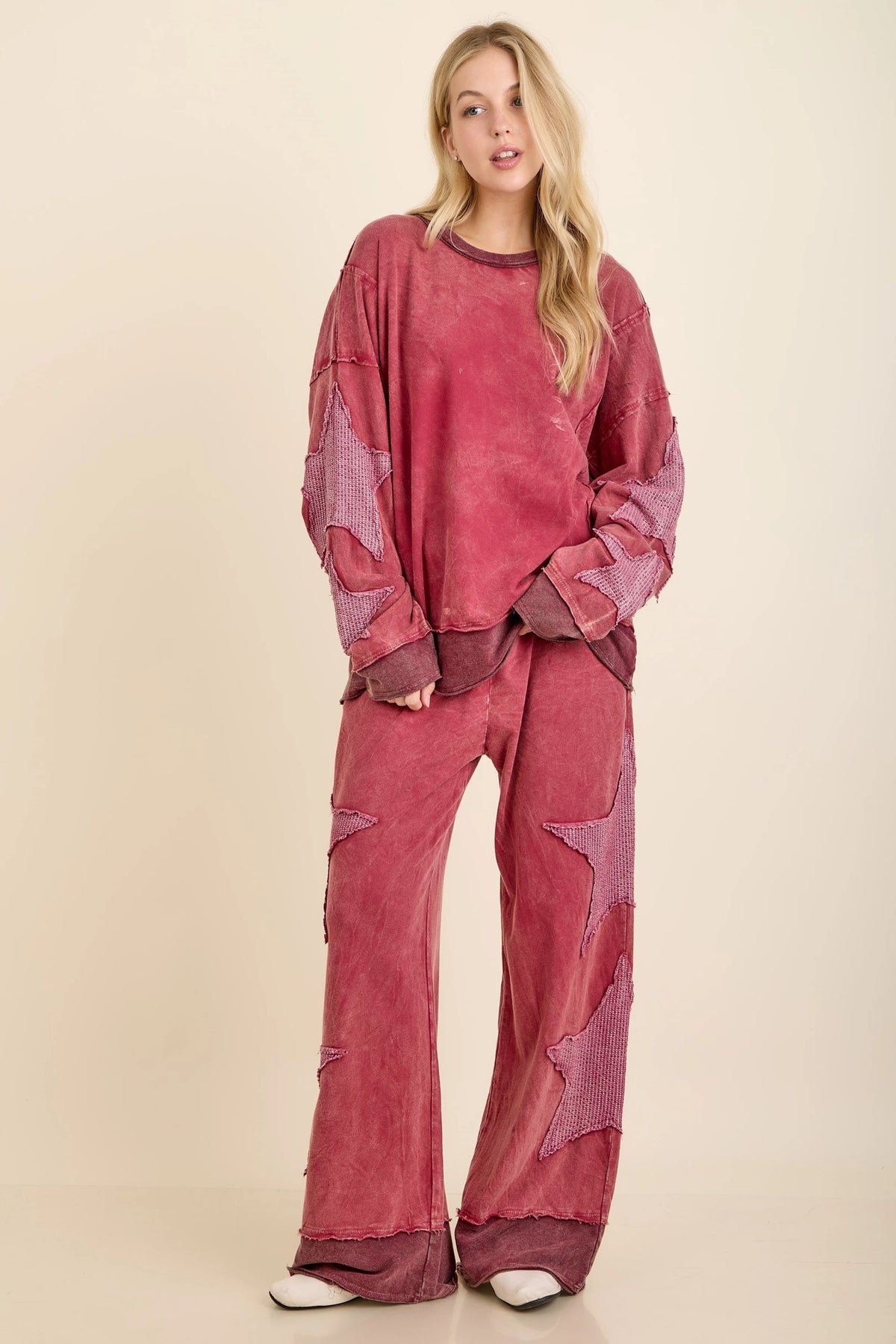 Jher Mineral Washed Double Waffle starts patched Pants