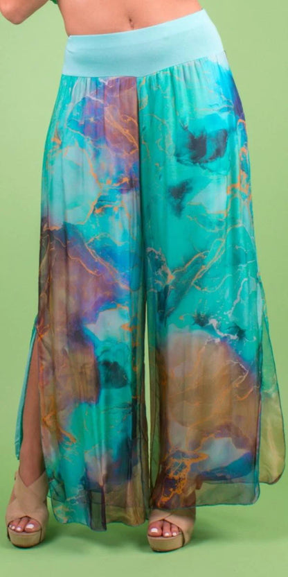 Storm Print Silk Pants