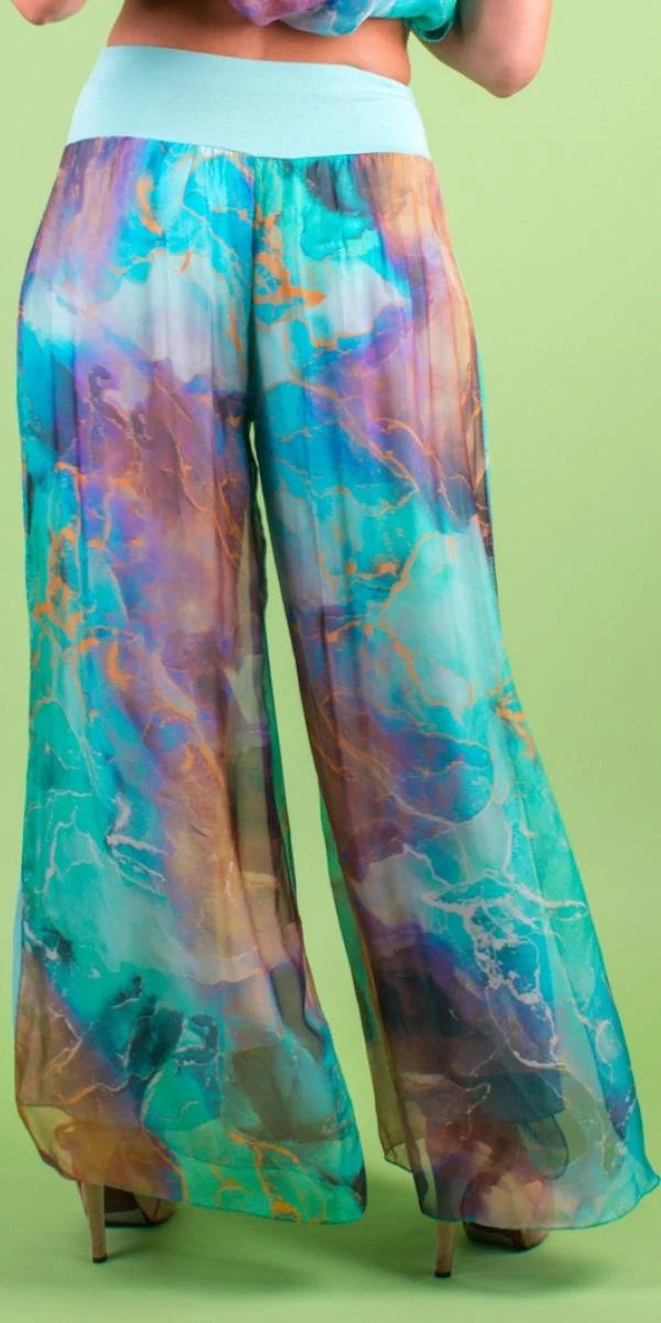 Storm Print Silk Pants