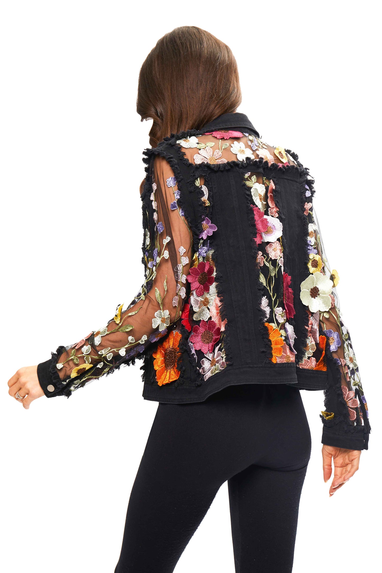 Adore Black Floral Denim Jacket