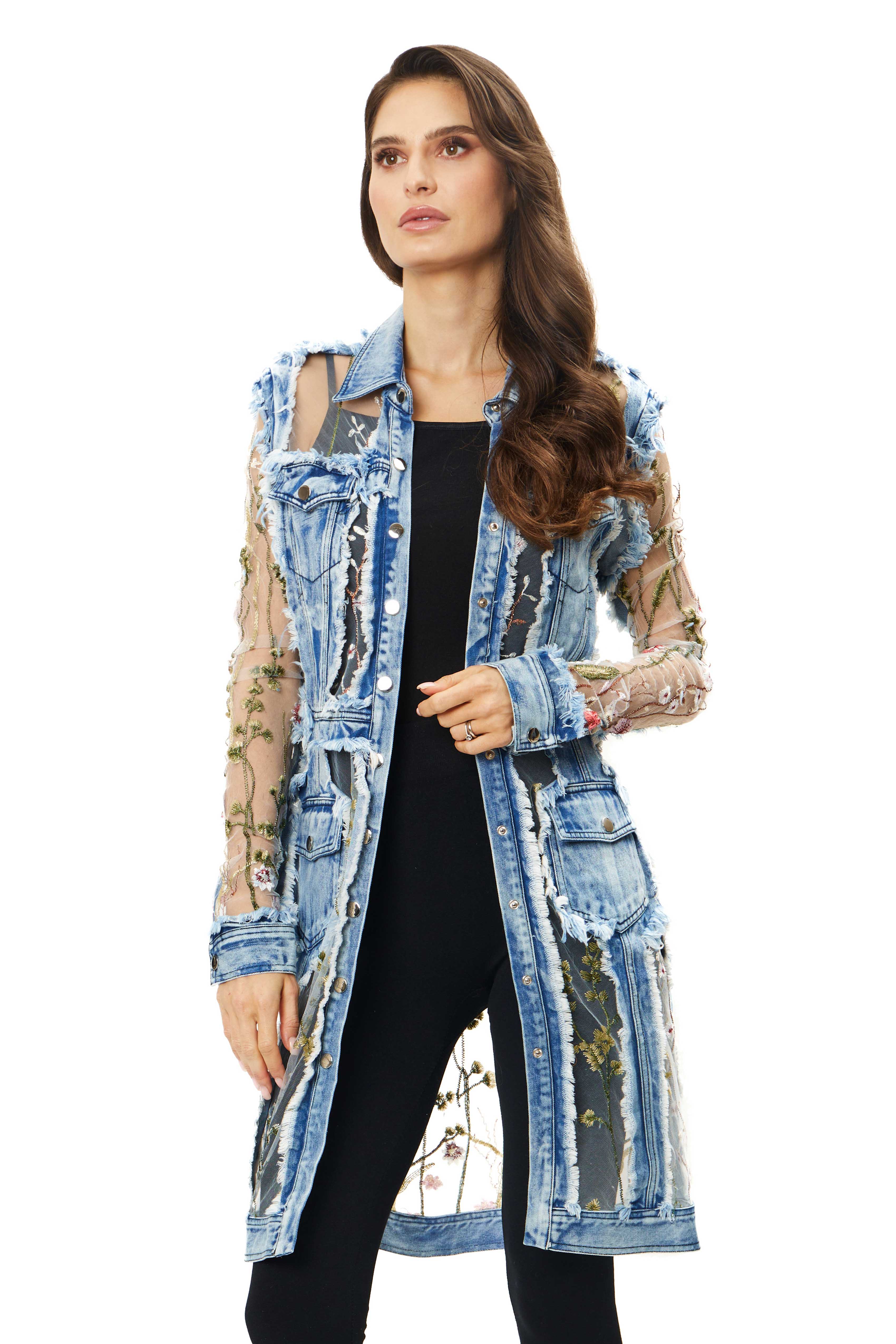 Floral Embordered Denim Jacket