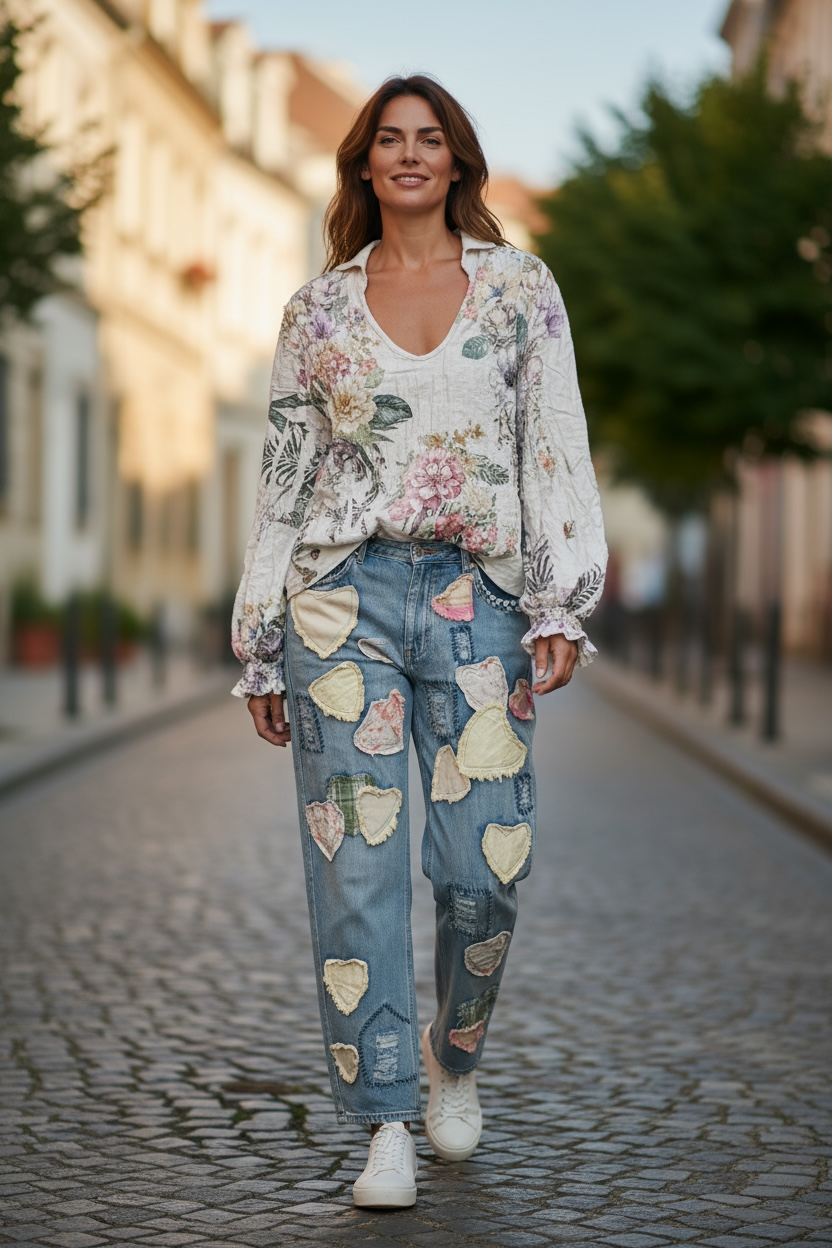 Origami Long Sleeve Smoked Babydoll Blouse