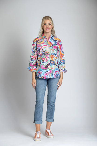 Whimsy Paisley - Boyfriend Button-up Shirt