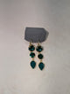 WaFa Emerald Cascade Drop Earrings — three graduating emerald green crystals in gold-tone settings