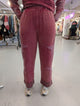Jher HP7679 Burgundy Mineral-Washed Wide-Leg Pant with Star Patch Detail