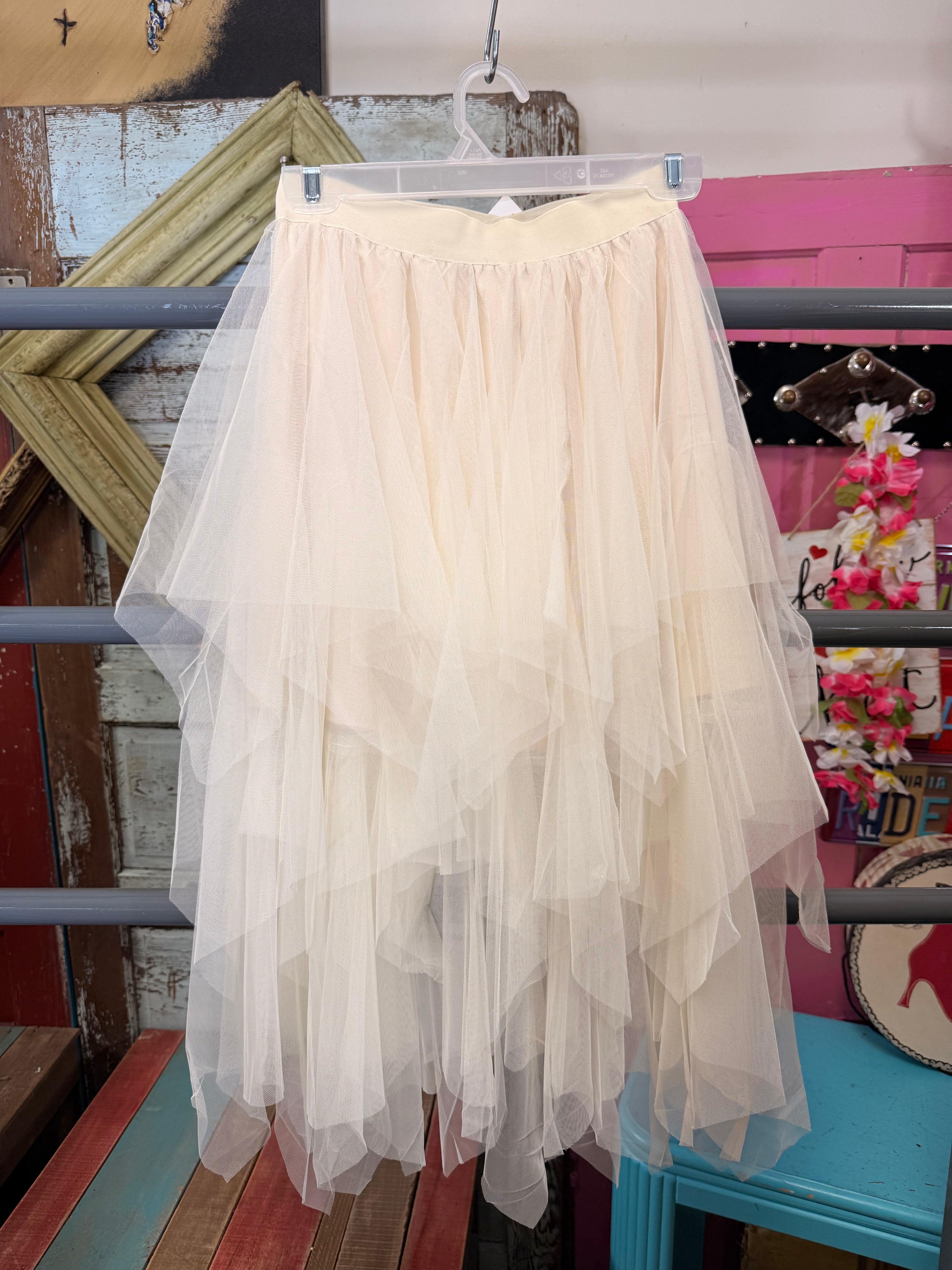 Origami Lined Tired Mesh Skirt