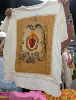 I Love Linen Ivory Sacred Heart Top
