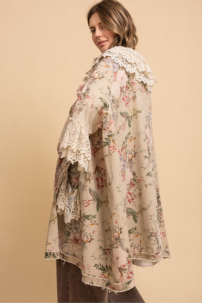 Blue Velvet FLOWER PRINT 1/4 SLEEVE TOP