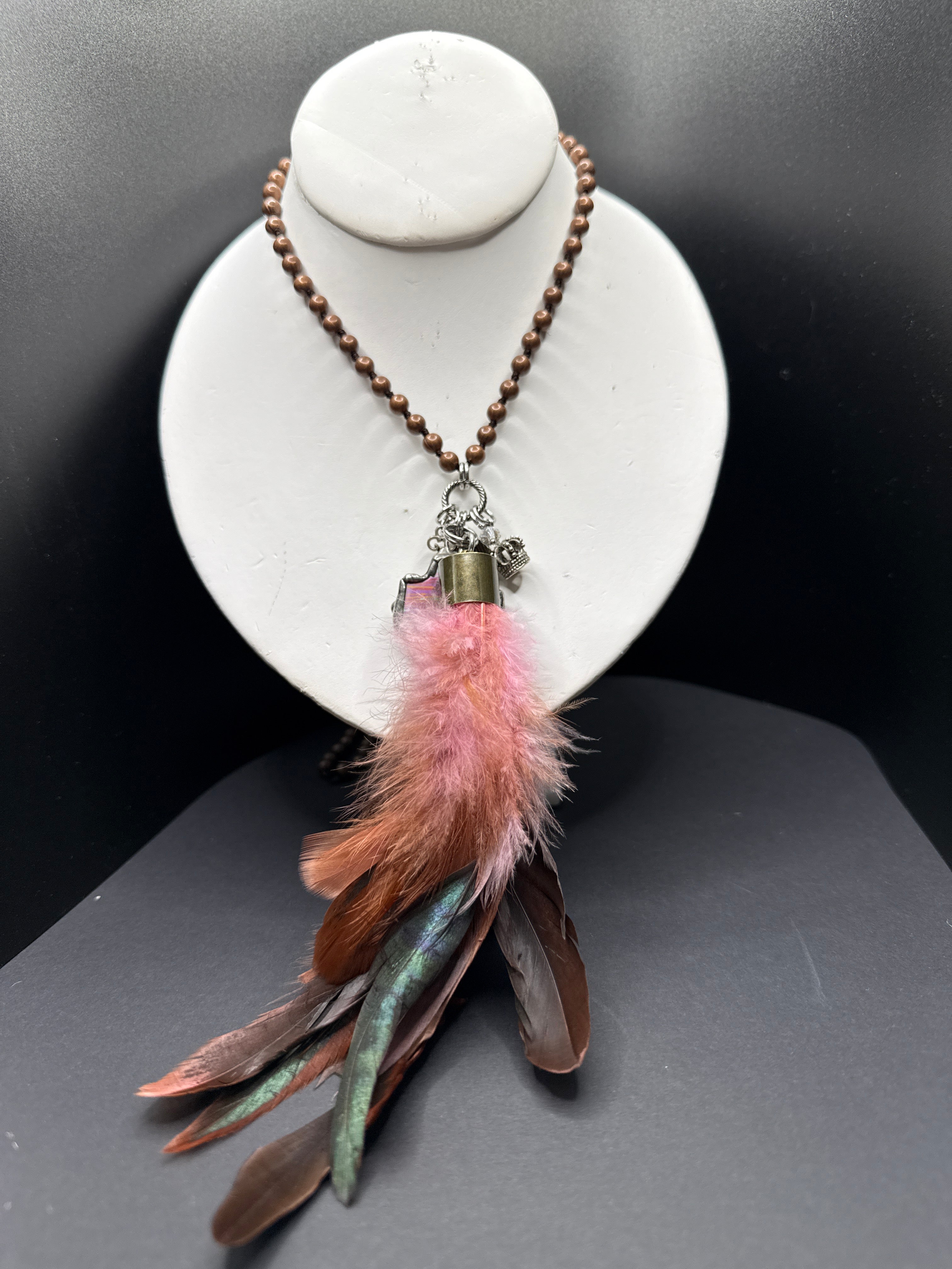 Art by Amy Pink Feather Necklace