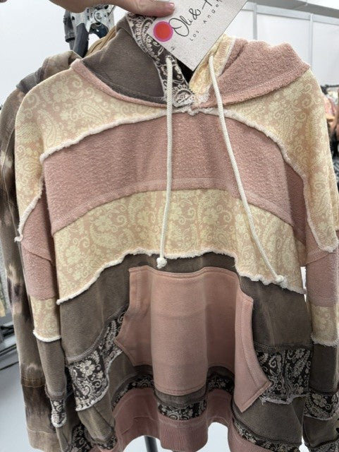 Oli and Hali JT1143 Apricot patchwork paisley hoodie