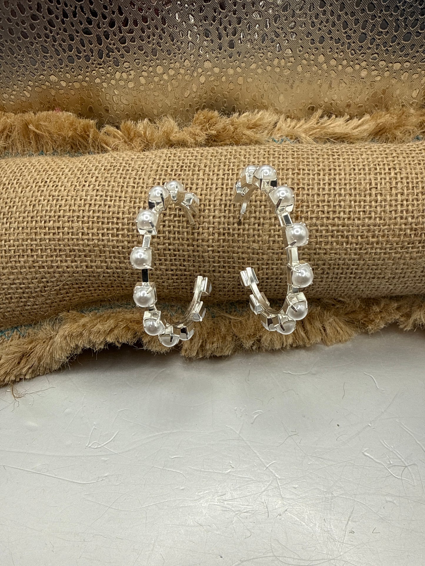 Alice Pearl Half hoop stud Earrings