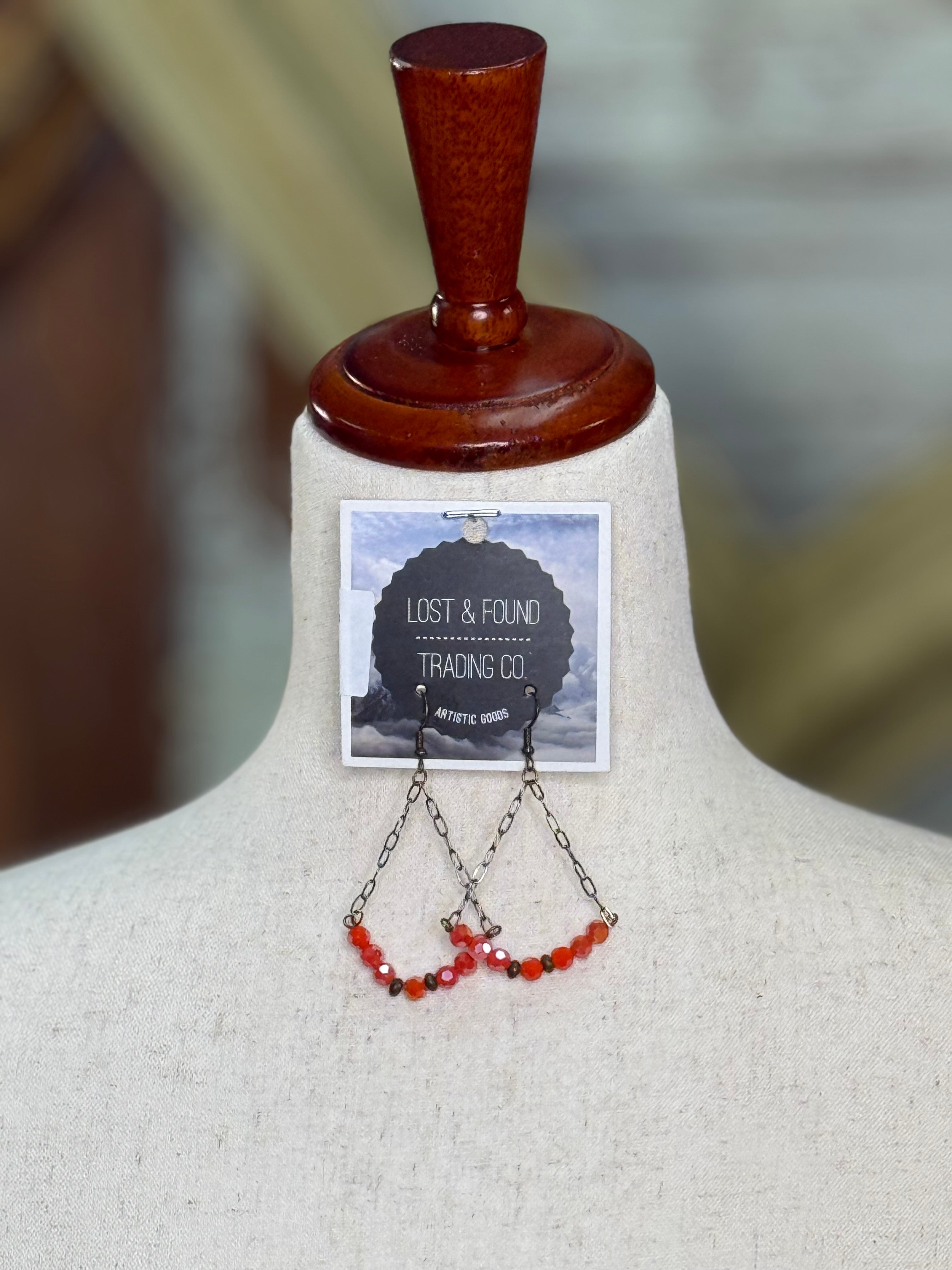 L&F  orange bead dangle ears