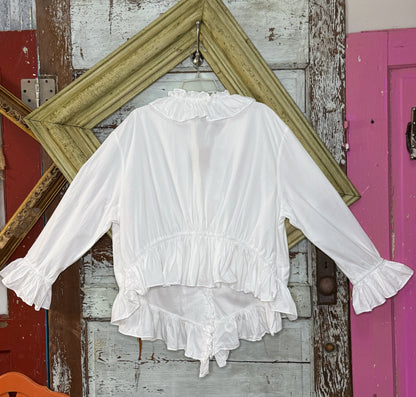 A Rare Bird White Ruffle Shirt