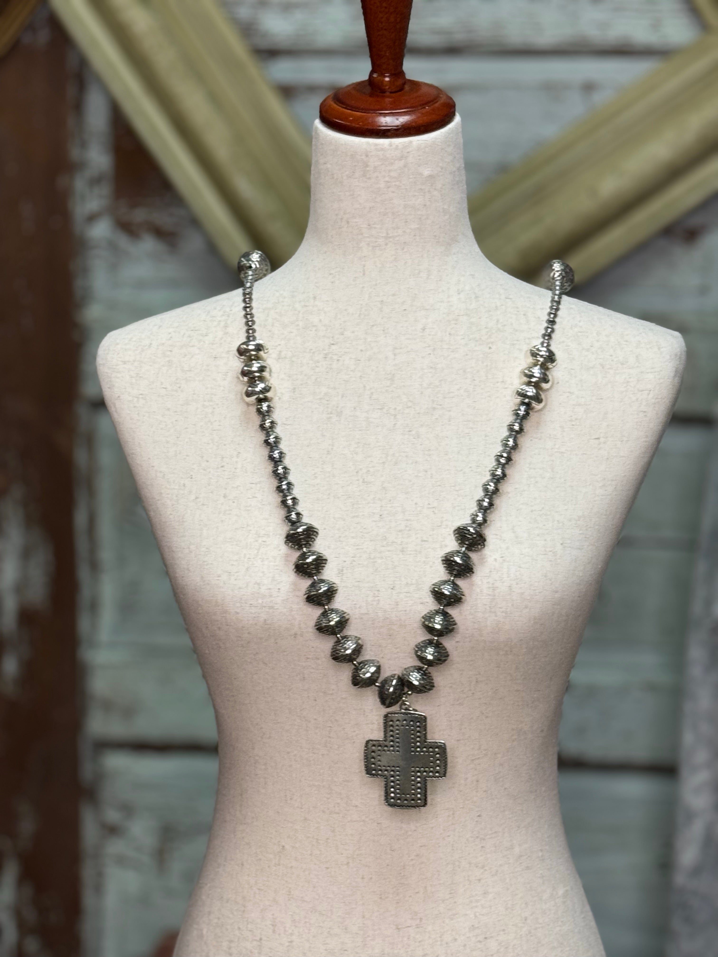 Long Cross Silver Neck