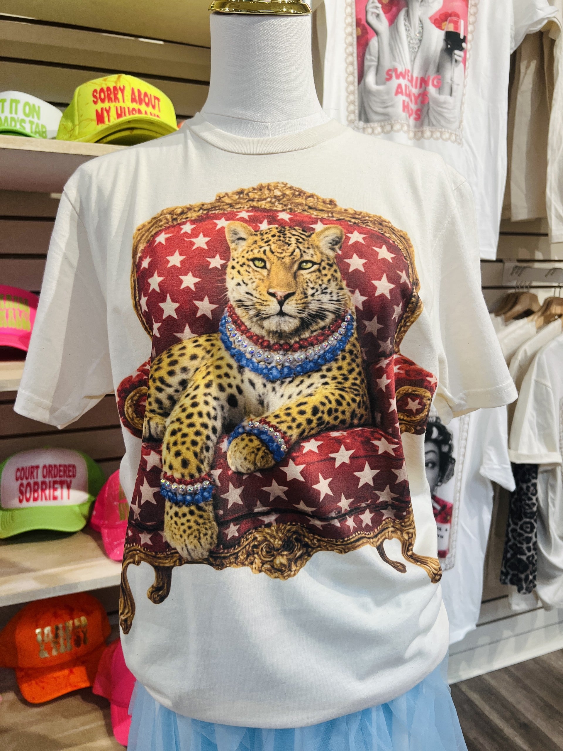 Felecia Bella Tee-Patriotic Leopard