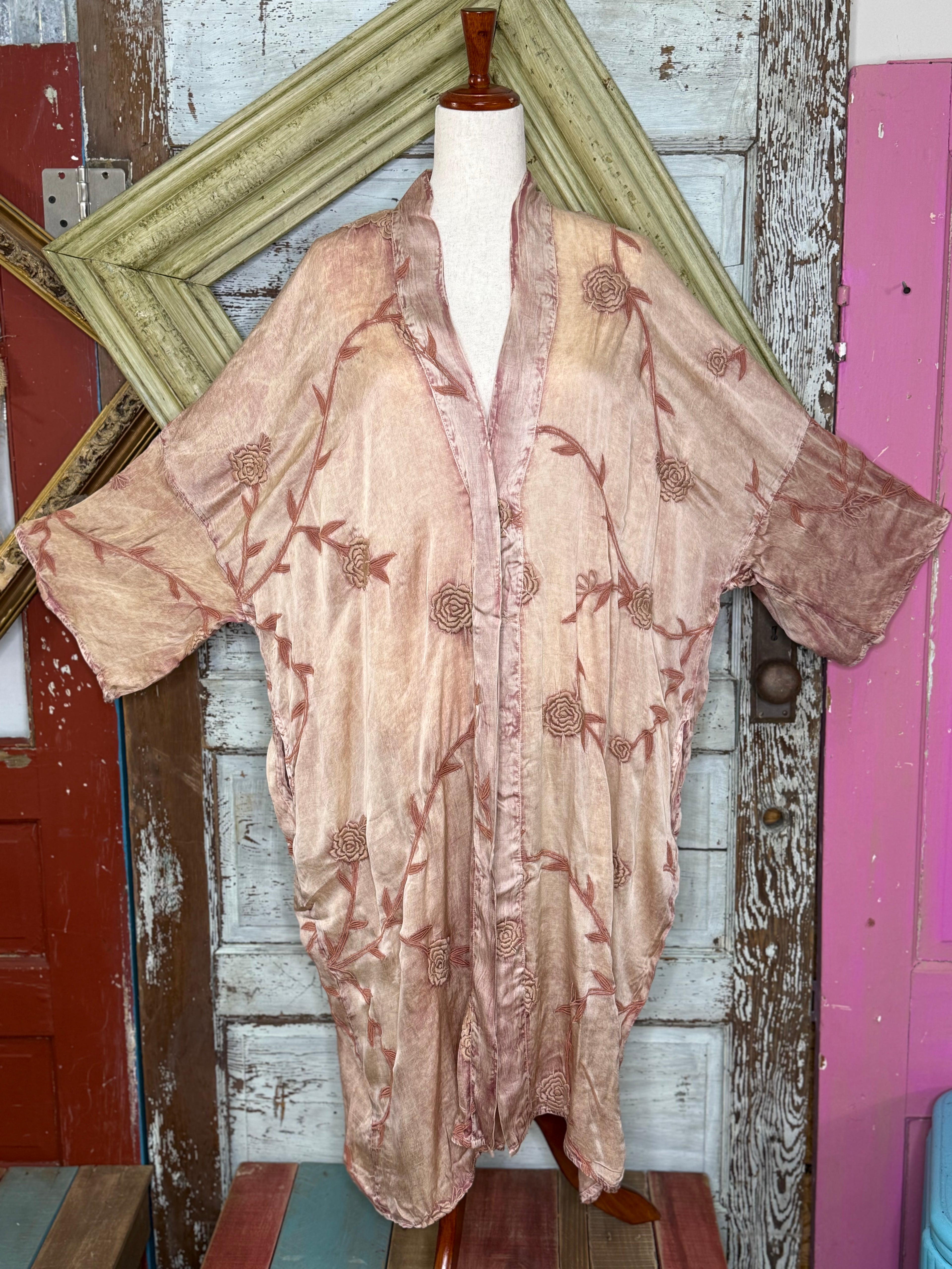 Paper Lace Pale Pink Silk Embordered Duster