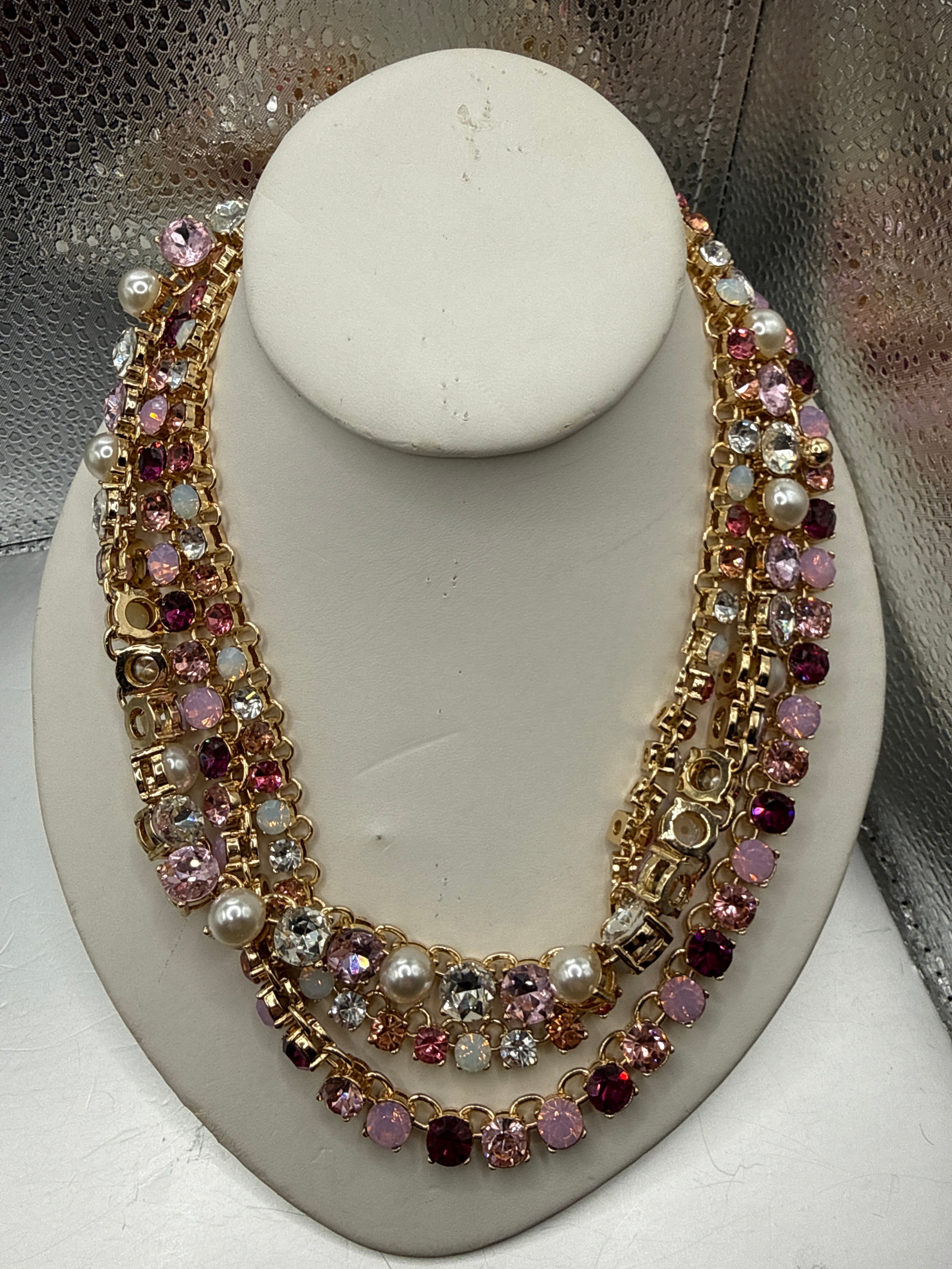 Alice Multi pink and pearl Multi Strand Necklace