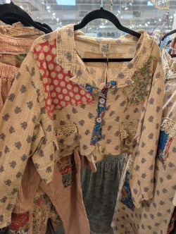 Jaded Gypsy Moon Bloom Jacket Tan - floral patchwork cropped jacket