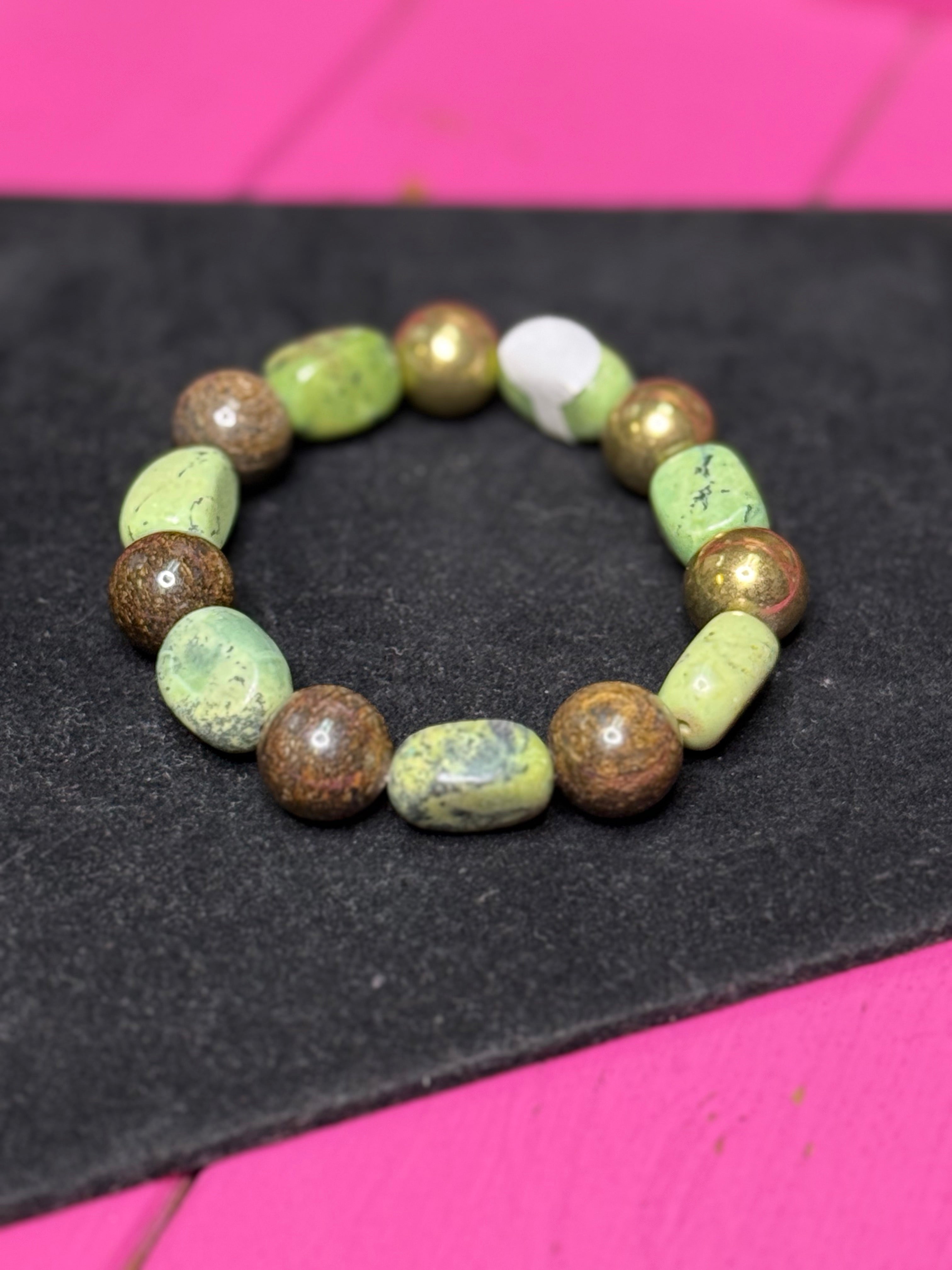 A RARE BIRD TURQ AND BROWN BRACELET