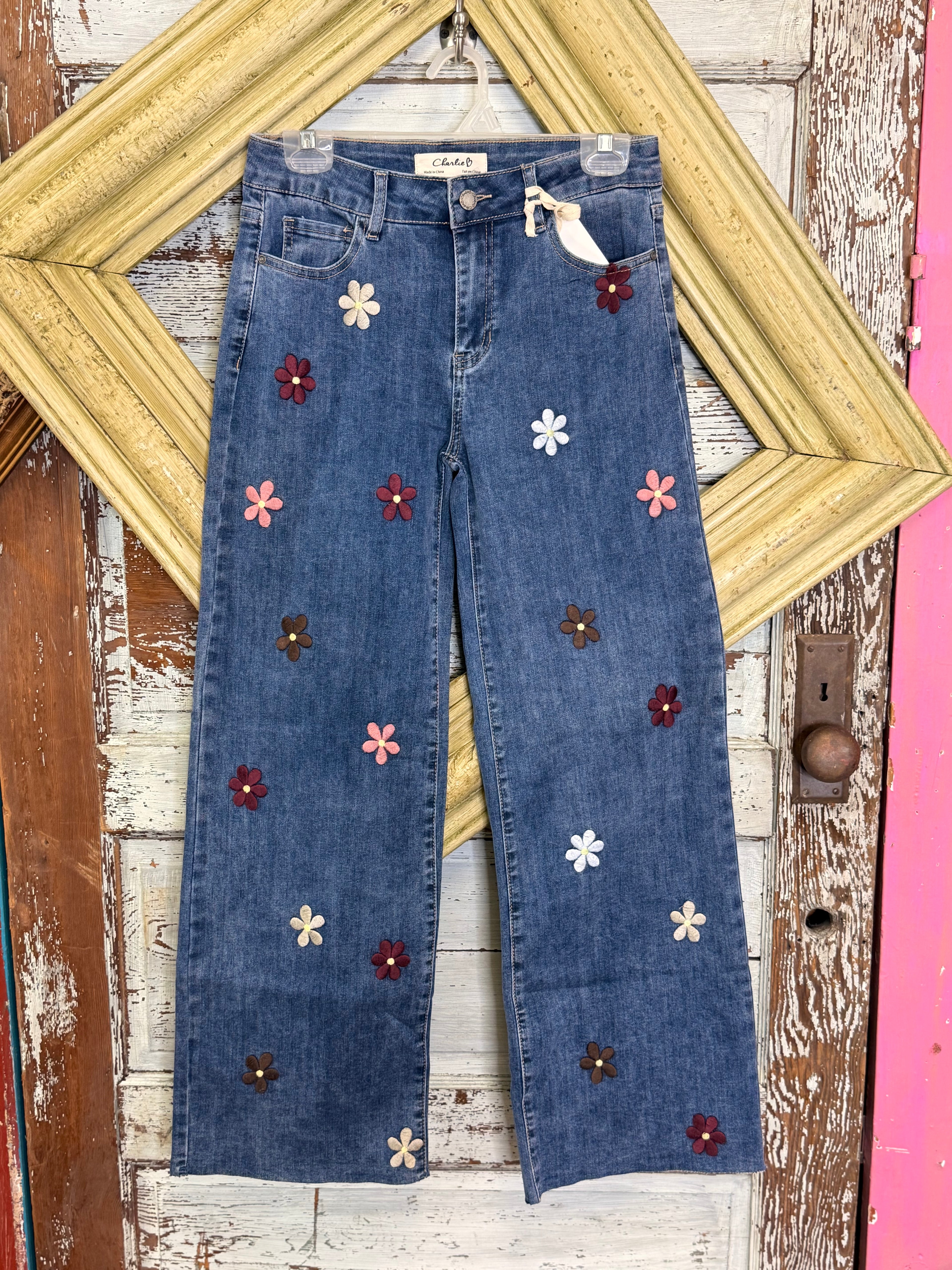 Charlie B Wide Leg Flower Pants