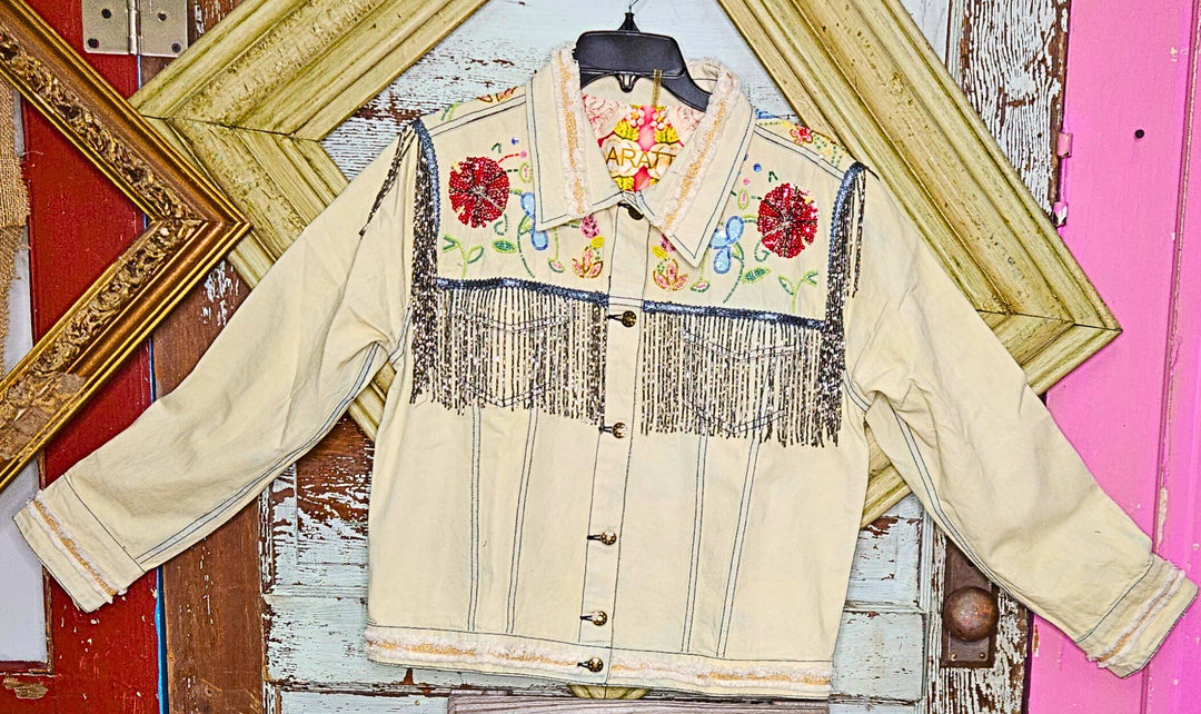 Country Queen Embellished Washed Denim Jacket