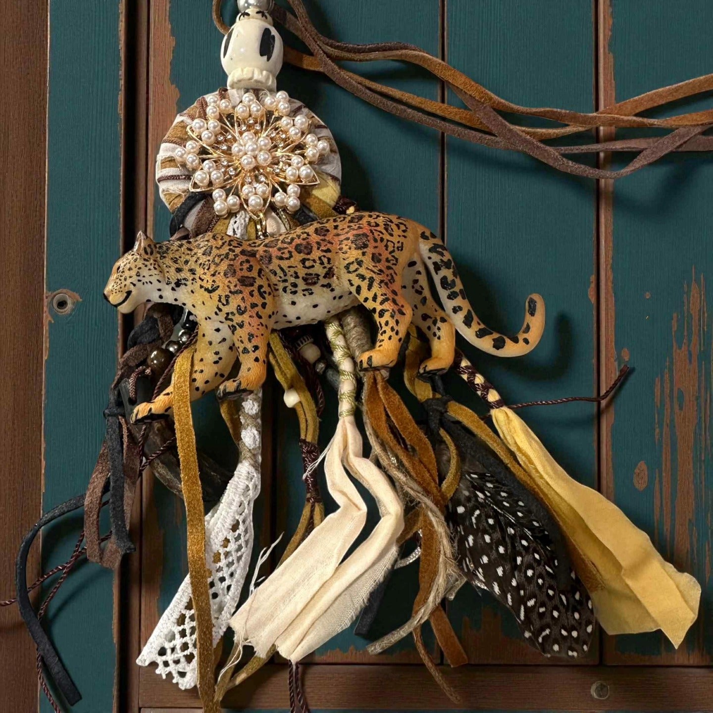 Rare Bird Cheetah Necklace with Pearls