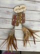 A Rare Bird Red and Gold Leather Feather Earrings
