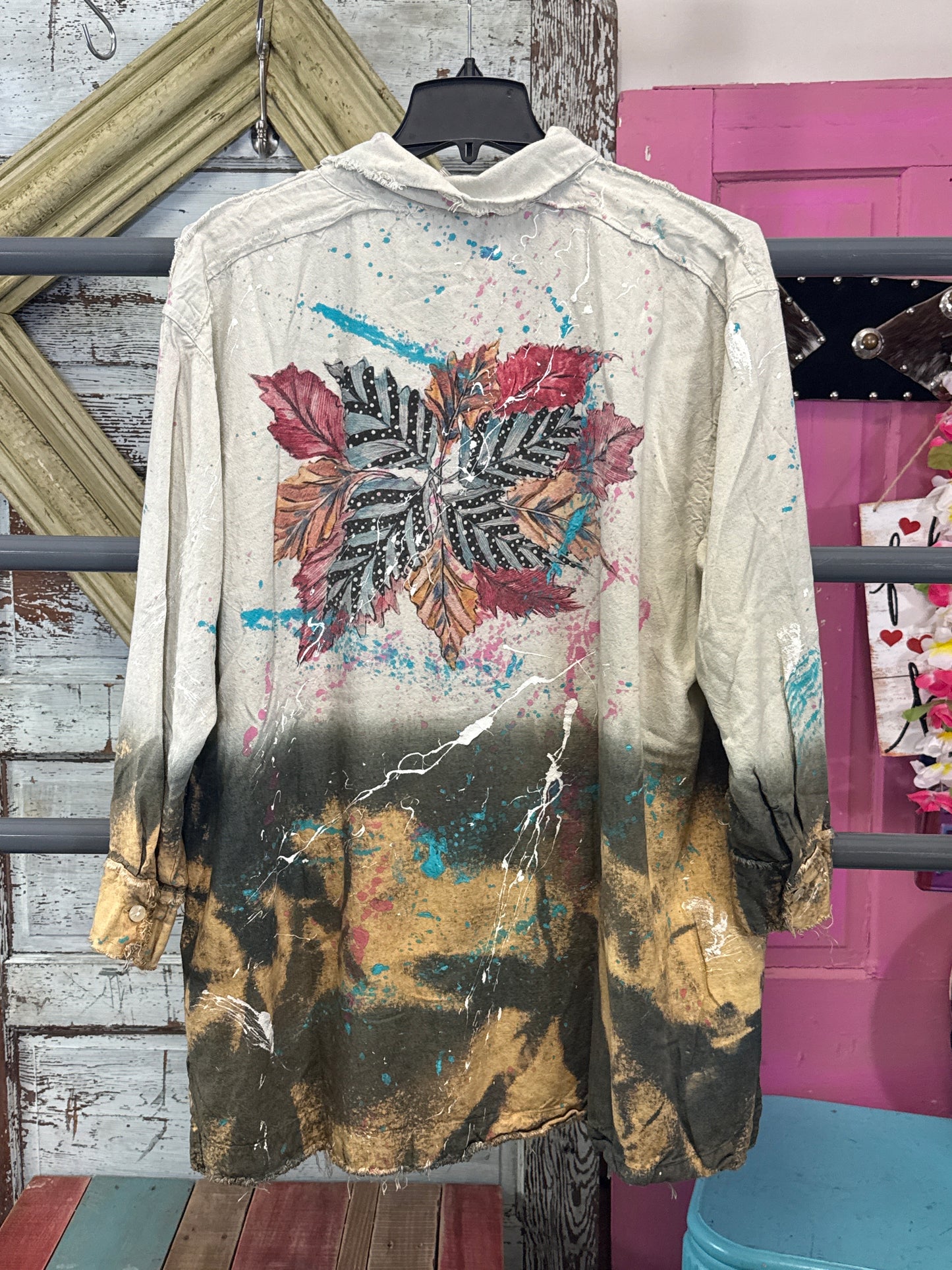 A Rare Bird Paint Splater Button Up