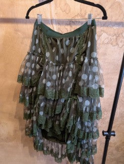 Jaded Gypsy True Romance Skirt - Green polka dot tiered ruffle skirt