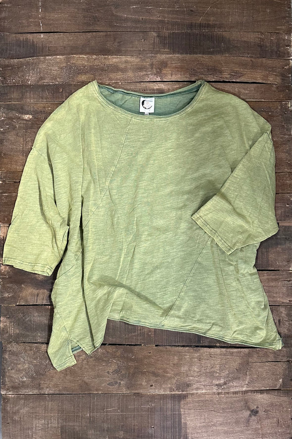 Jaded Gypsy Be Free Top Vintage Ivy - sage green oversized boxy cotton top flat lay