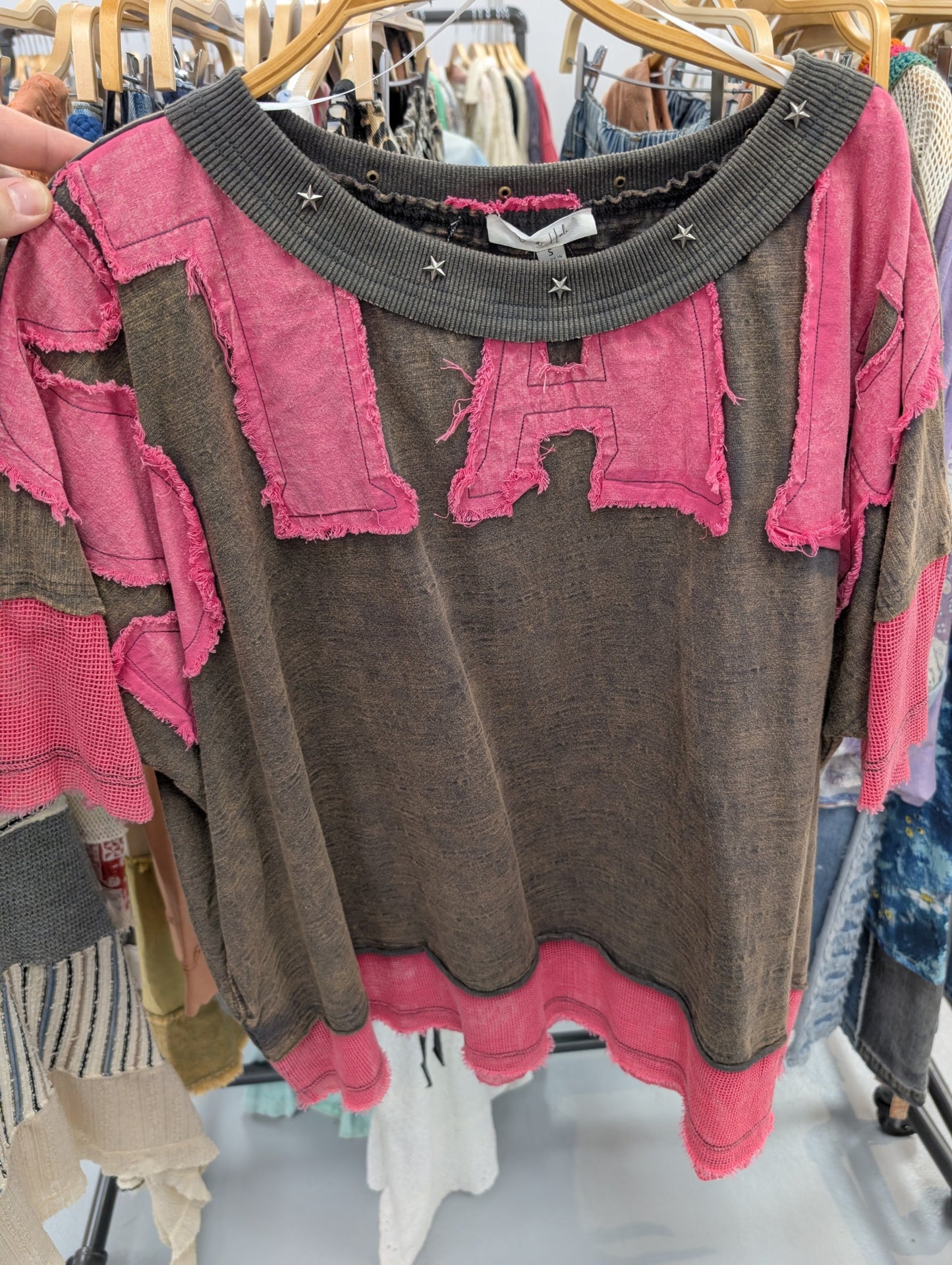 Oli & Hali Charcoal  Short Sleeve Top jt0634