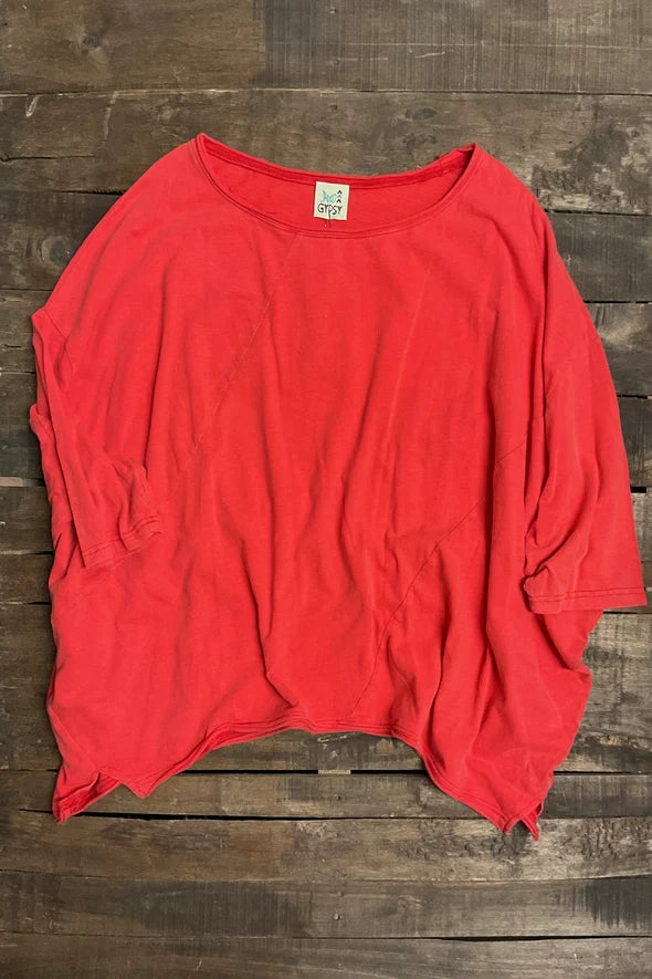 Jaded Gypsy Be Free Top Vintage Watermelon - oversized boxy cotton top flat lay