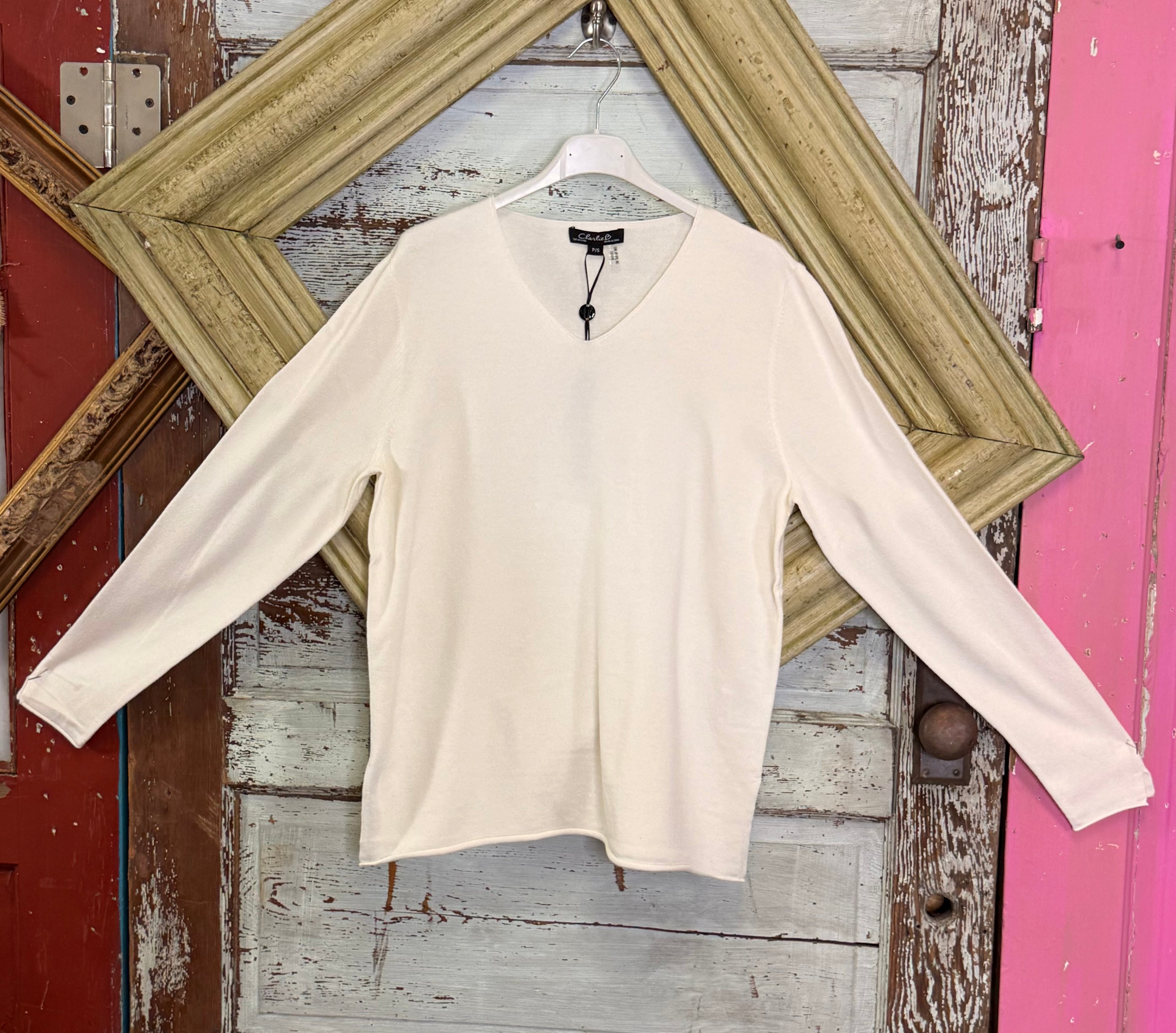 Charlie B Basic Long Sleeve V-Neck Sweater