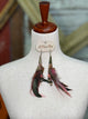 LEATHER FLOWER FEATHER CHARM EARRING