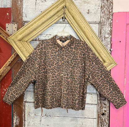 Charlie B Leopard Print Scuba Coat