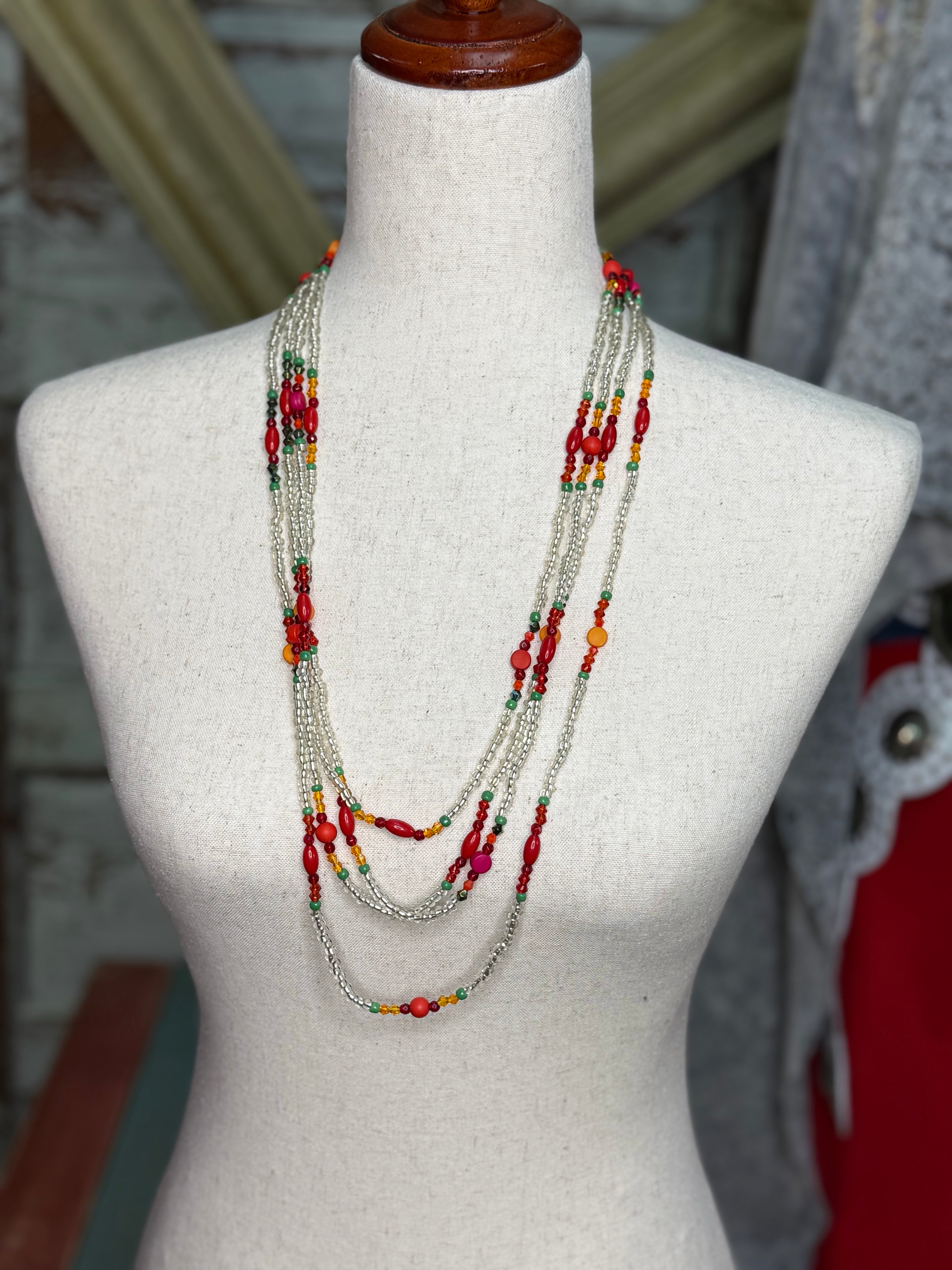 DOUBLE STRANDED BEADED NECKLACE